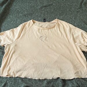 SHEIN Beige Heart Cutout Tee